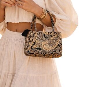 Elegant Paisley Women's beaded Handbag Boho Gypsy wedding tassel gothic witchy